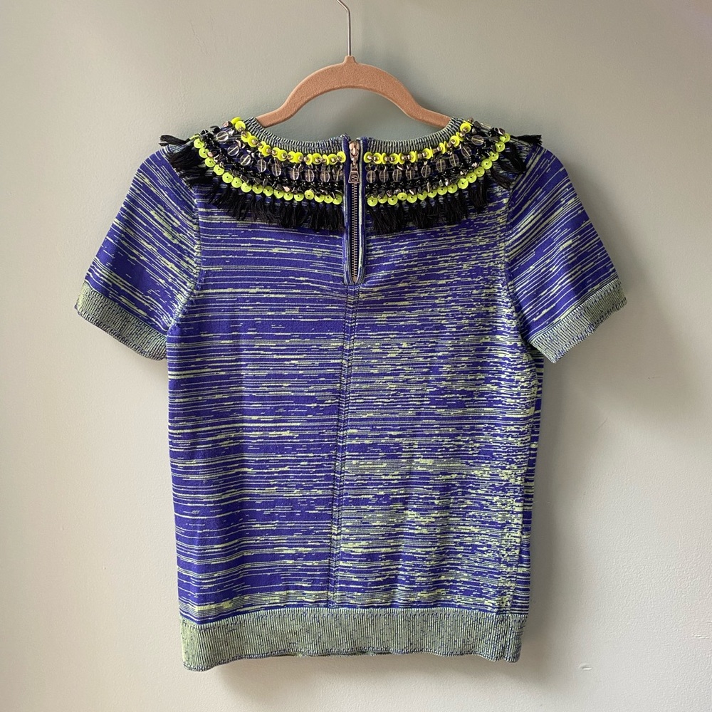Milly Knit Blouse with Beaded and Tassel Embellished Collar - Picture 5 of 7